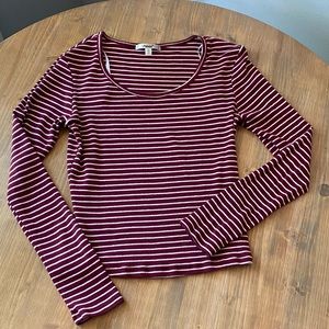 maroon and white strip long sleeve
